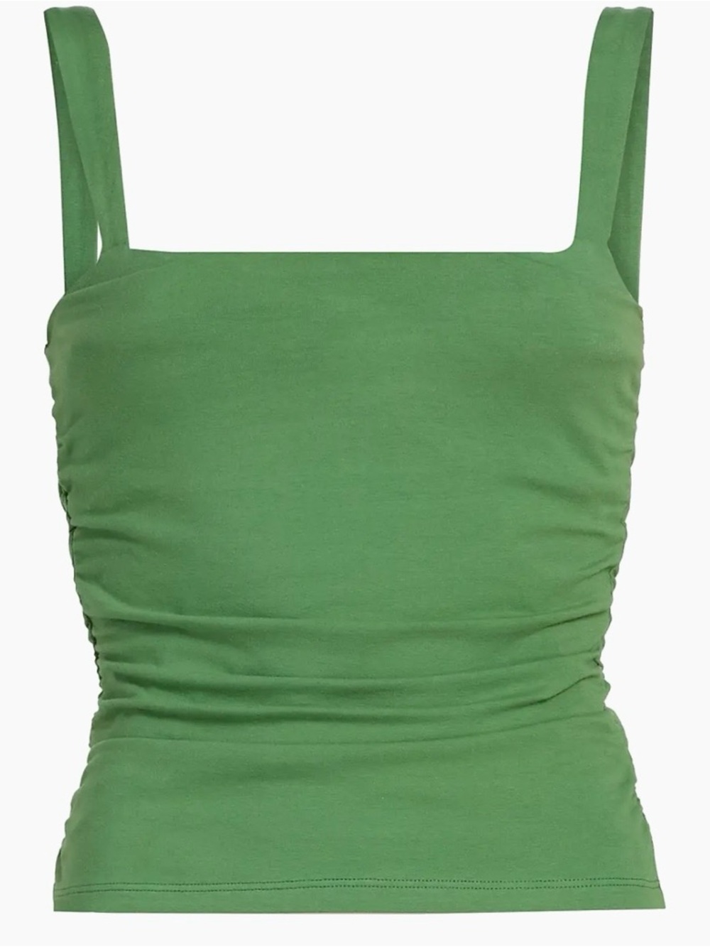 Reformation Green Square-Neck Ruched Tank